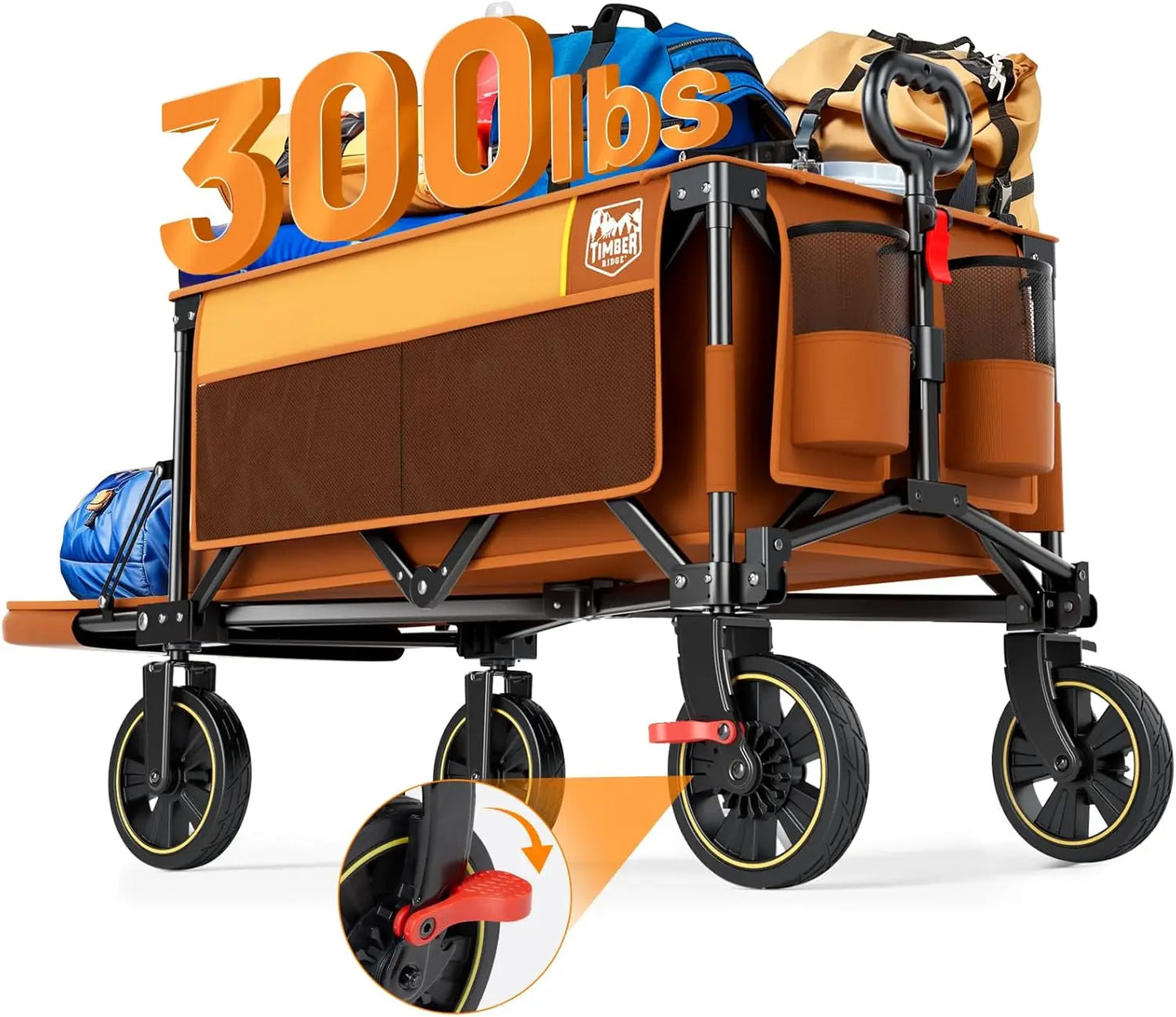 49 Inch Extra Long Folding Wagon With Tailgate Brakes 250L