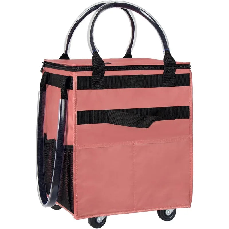 Aplus Reusable Grocery On Wheels Tote With 8 Pockets