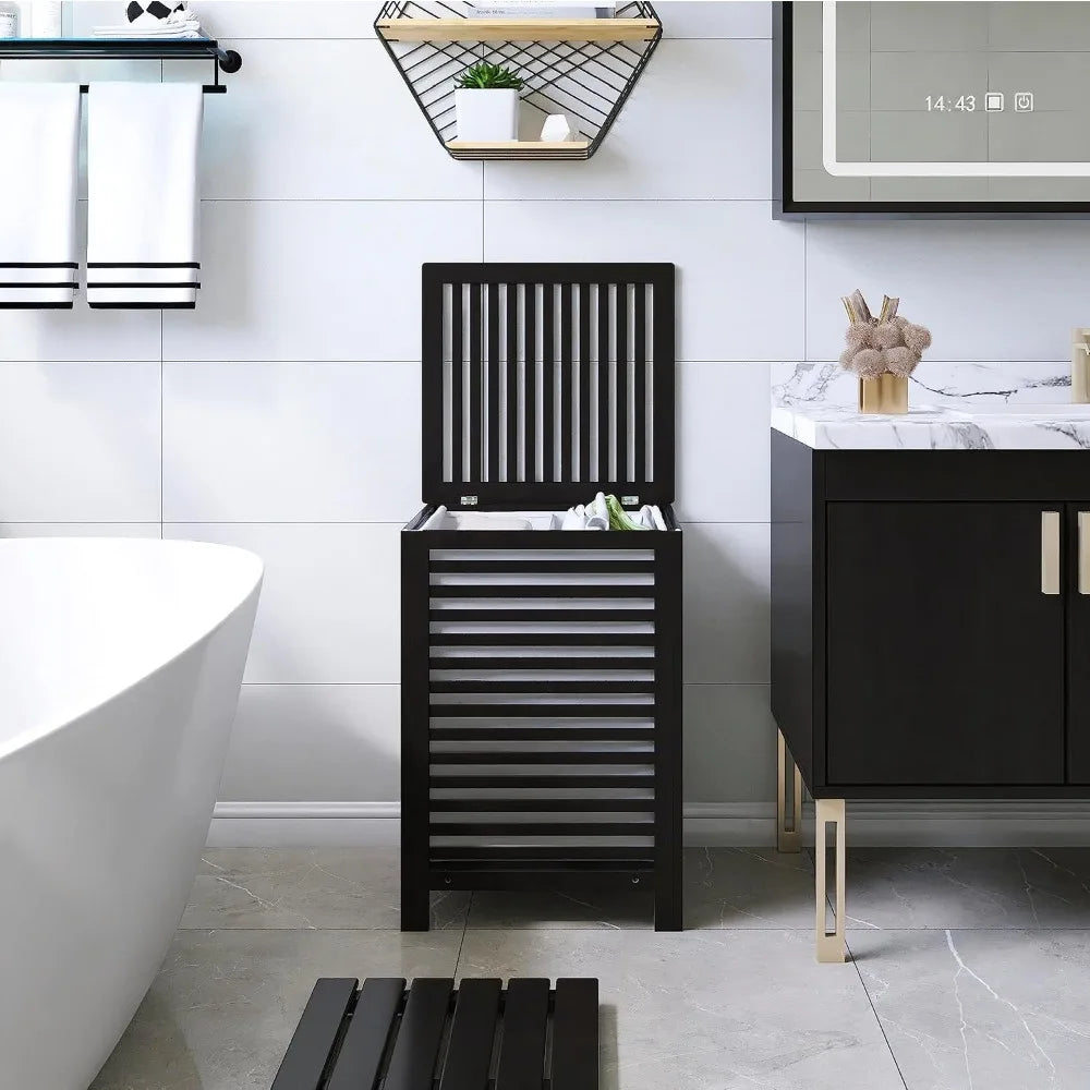 Double Laundry Hamper With Lid And Removable Liner Bag