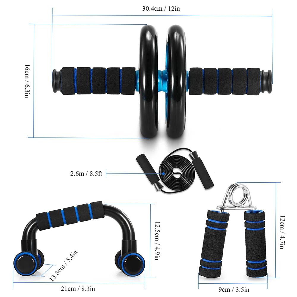 Healthy Abdominal Wheel 5 Piece Indoor Sports Equipment Set Push Up Stand Multifunctional Fitness Tools