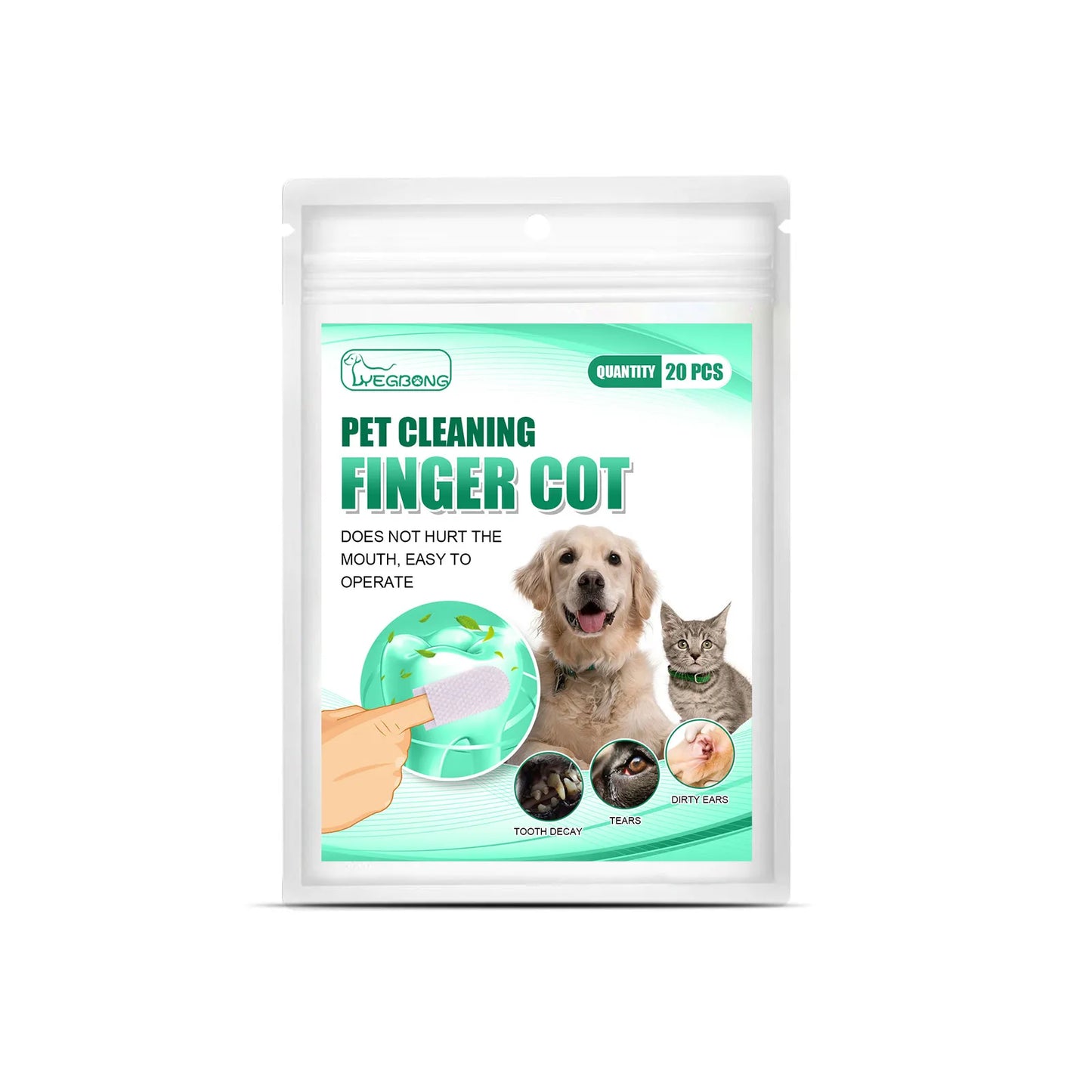 20 Pcs Pet Cleaning Teeth Finger Covers for Dogs and Cats Tartar Removal Oral Care Non Woven Fabric