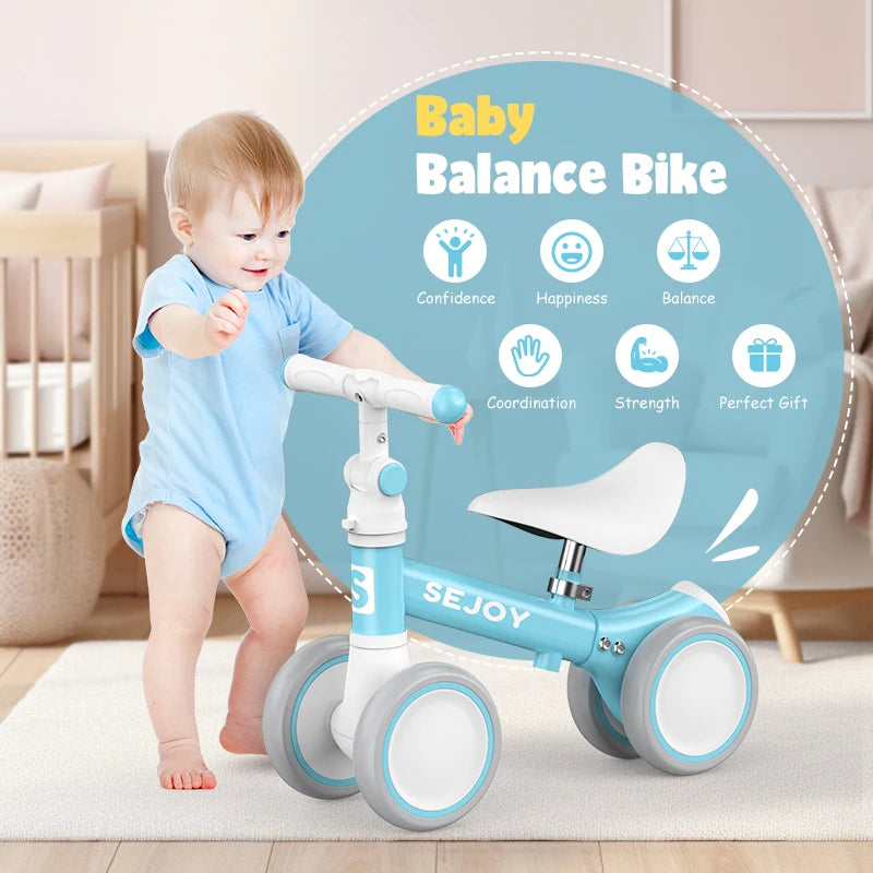 Sejoy Baby Balance Bike For Toddlers Four Wheels