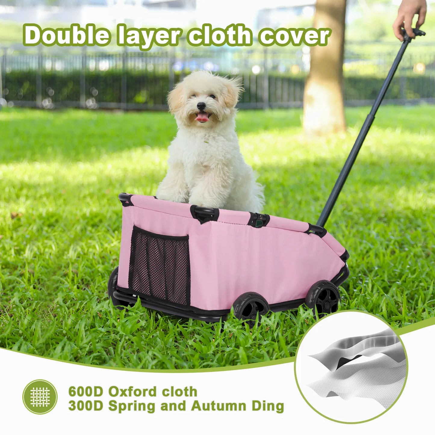 Small Pet Cart 4 Wheels Folding Dog Stroller Lightweight 360 Degree Rotating Trolley Pet Stroller for Small Cats and Dogs