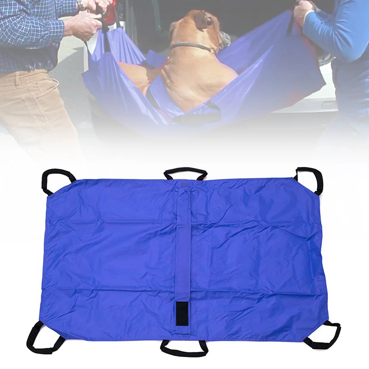 Pet Transport Stretcher Foldable Emergency Animal Carrier Anti Bite Nylon with 6 Handles 132 lb Capacity for Dogs and Large Breeds