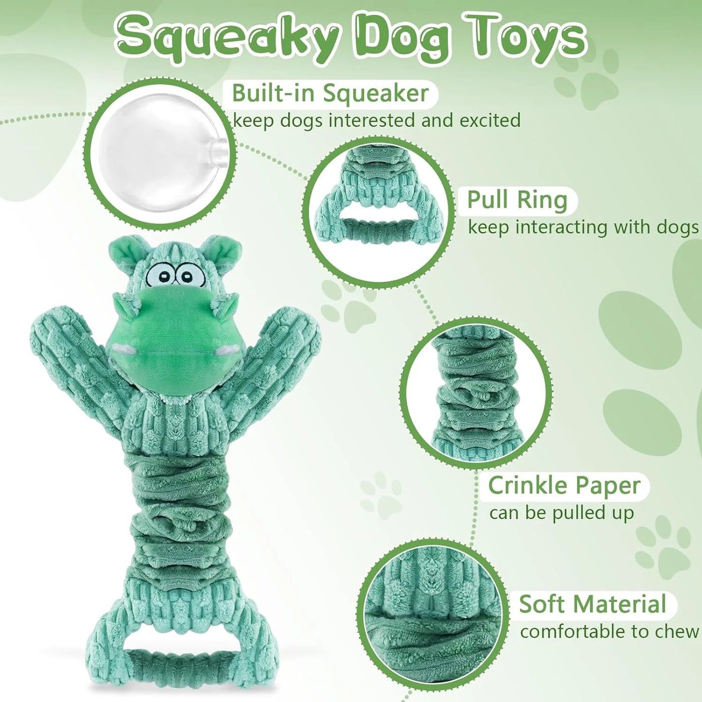 Soft Durable Adorable War Dog Design Squeaky Toys for Small Medium and Large Pets Hours of Entertainment