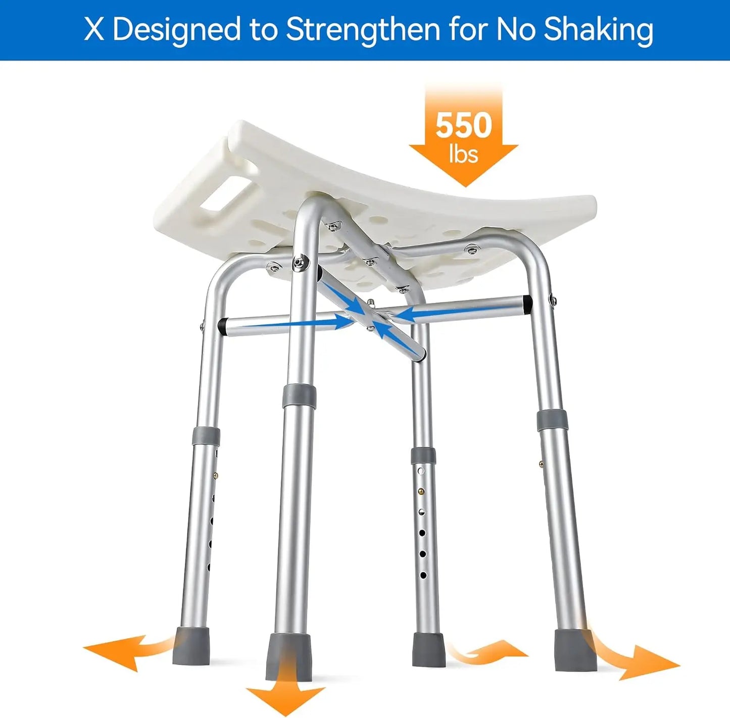 HiMISSH Shower Bench Chair With Adjustable Height And Anti Slip