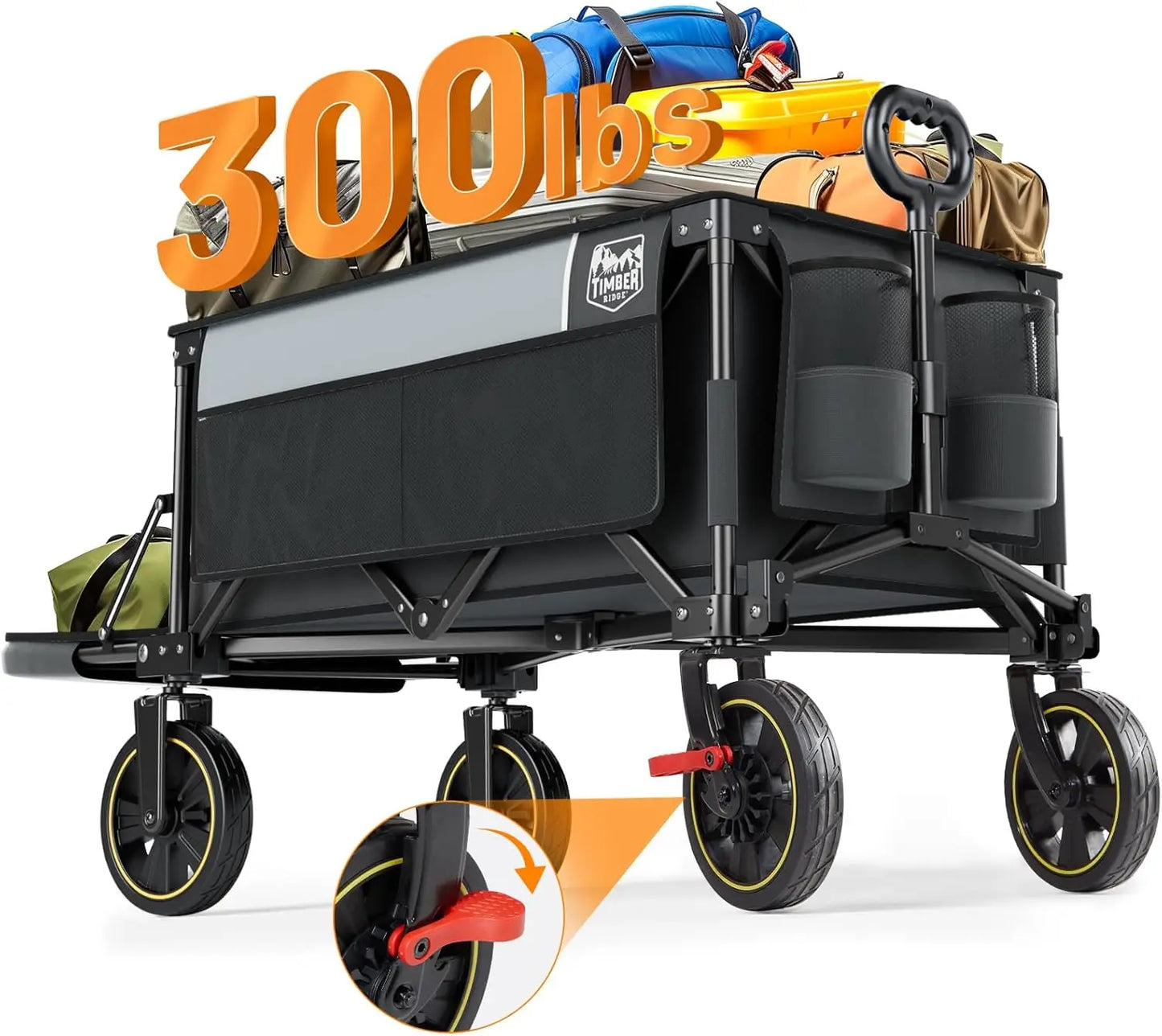 49 Inch Extra Long Folding Wagon With Tailgate Brakes 250L
