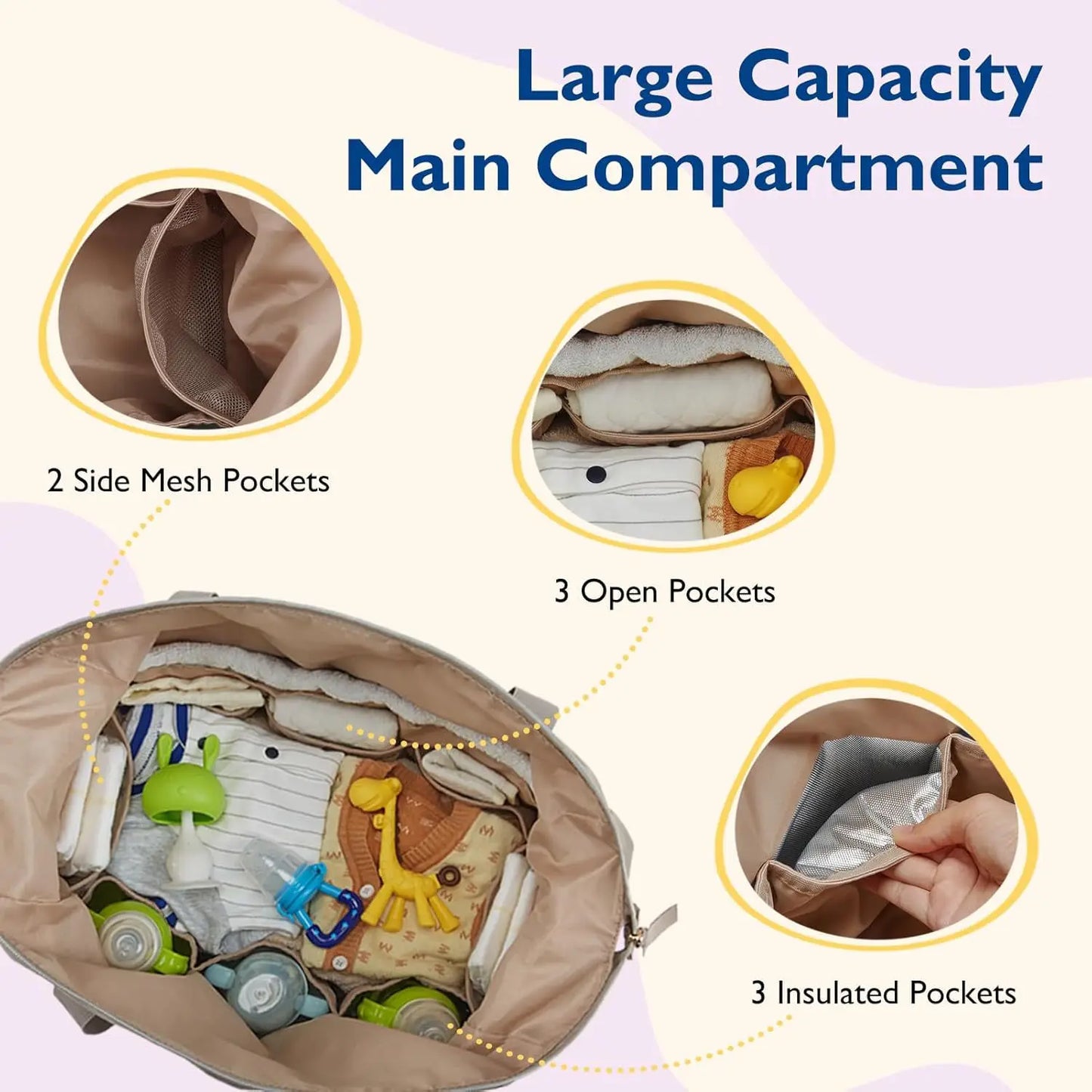 Mommy Diaper Bag Large Capacity Organizer Tote for Baby