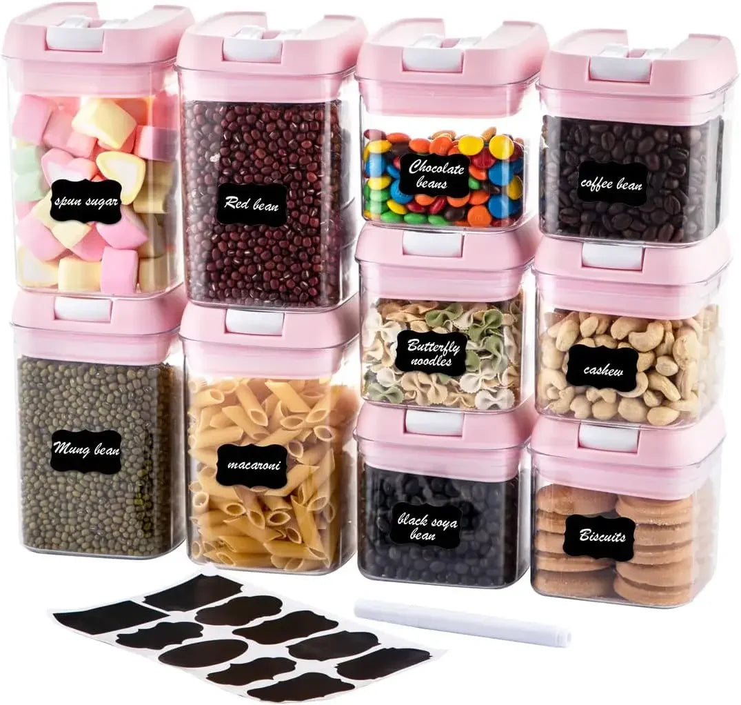 Airtight 10 Piece BPA Free Clear Storage Containers Pink