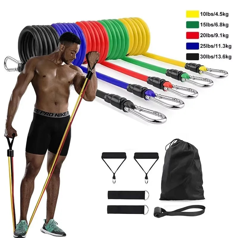 XMSJ Crossfit Latex Resistance Band Set 11 Piece Exercise