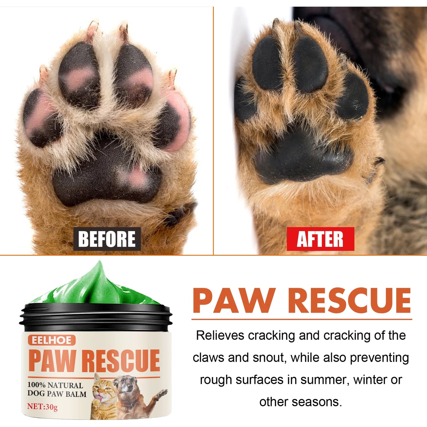 Pet Paw Cream 30g Moisturizing and Nourishing Ointment for Dog and Cat Chapped Paws with Natural Ingredients
