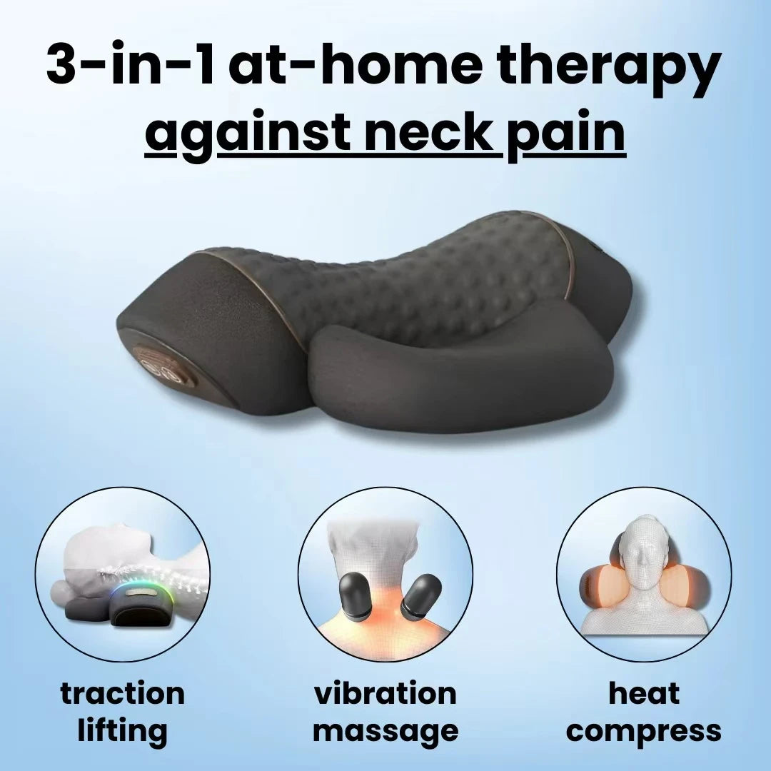 Soothe 3 in 1 Neck Massager Cervical Pillow Hot Compress Vibration Massage Neck Traction Relax Pillow Spine Support Massager