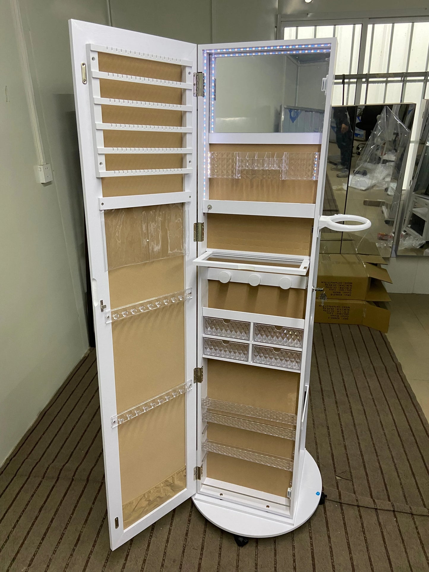 Full Length Mirror With 360 Rotating Jewelry Armoire
