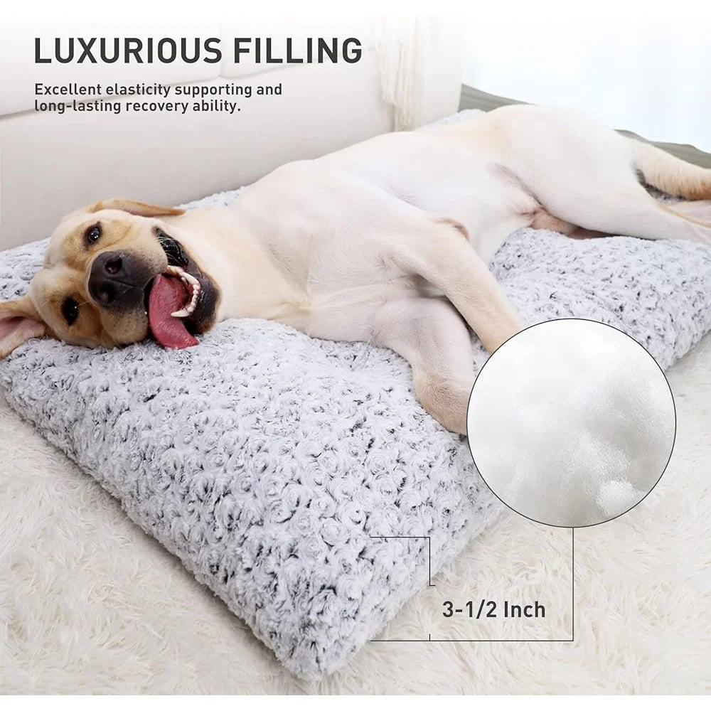 Washable Dog Bed Plush Anti Slip Crate Pad Travel Mat 35 In