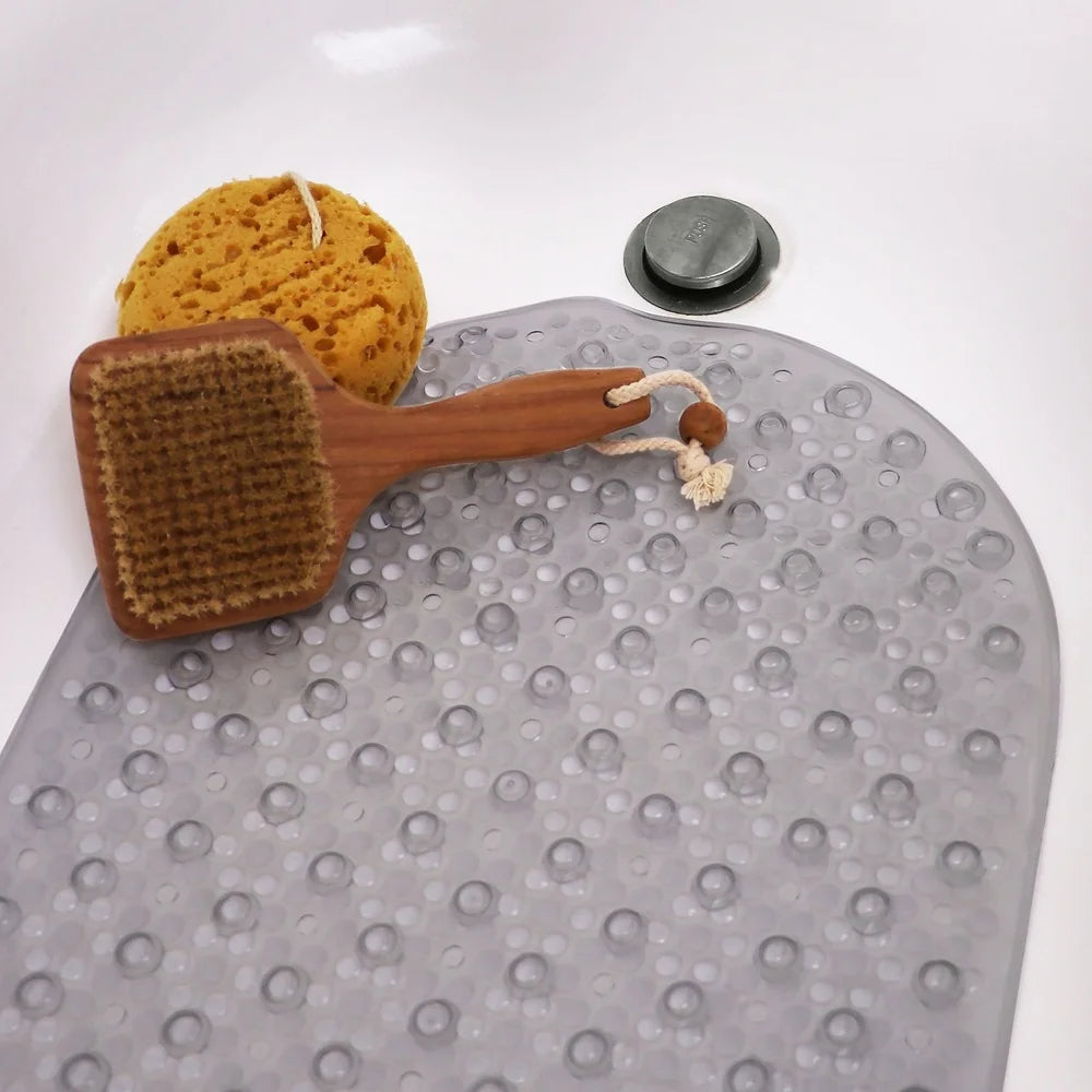 Durable Oval Bubble Bath Mat with Suction Cups Non Slip Design Easy Clean Machine Washable Bath Tub Mat