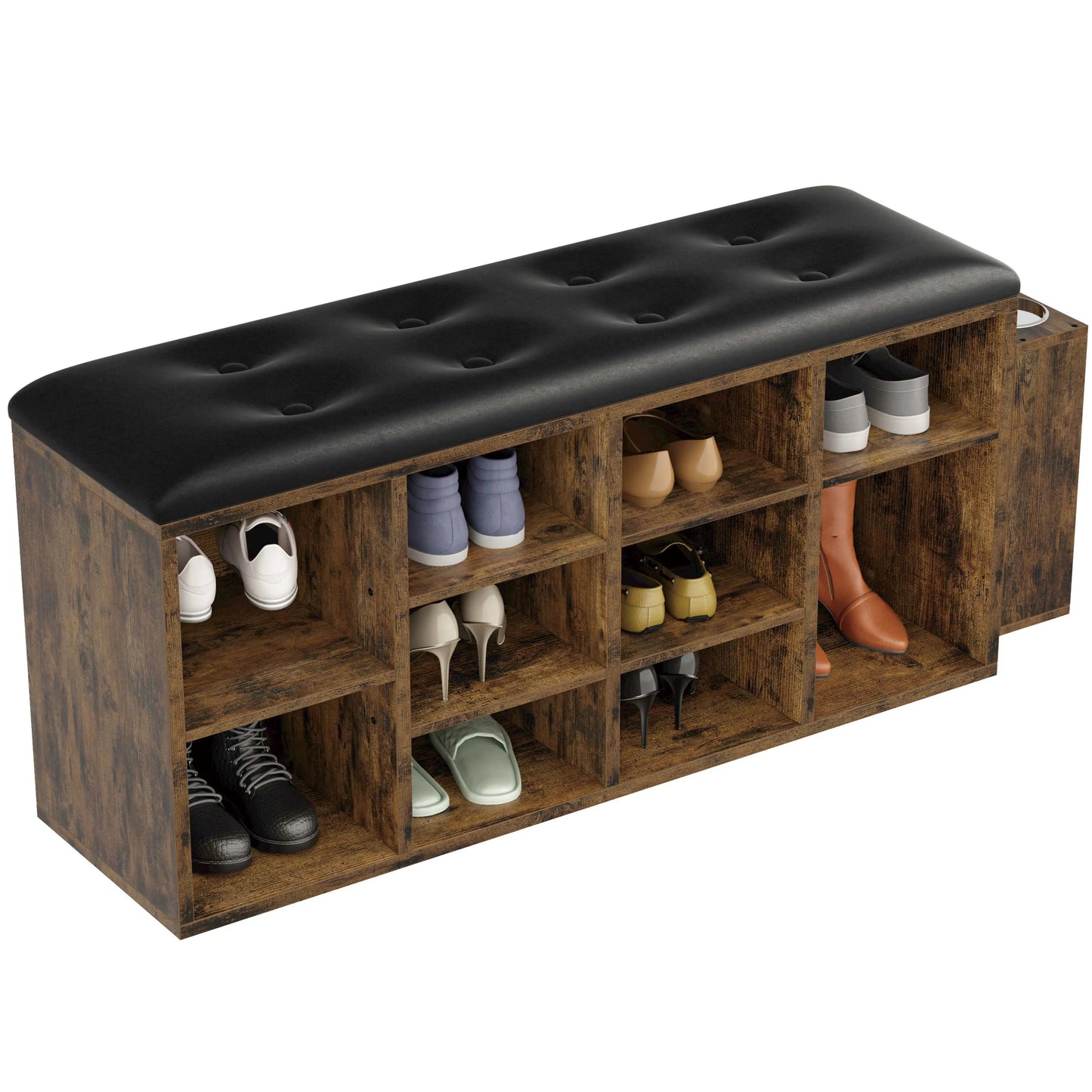 Ironck 10 Cubby Shoe Bench With PU Leather Storage Entryway