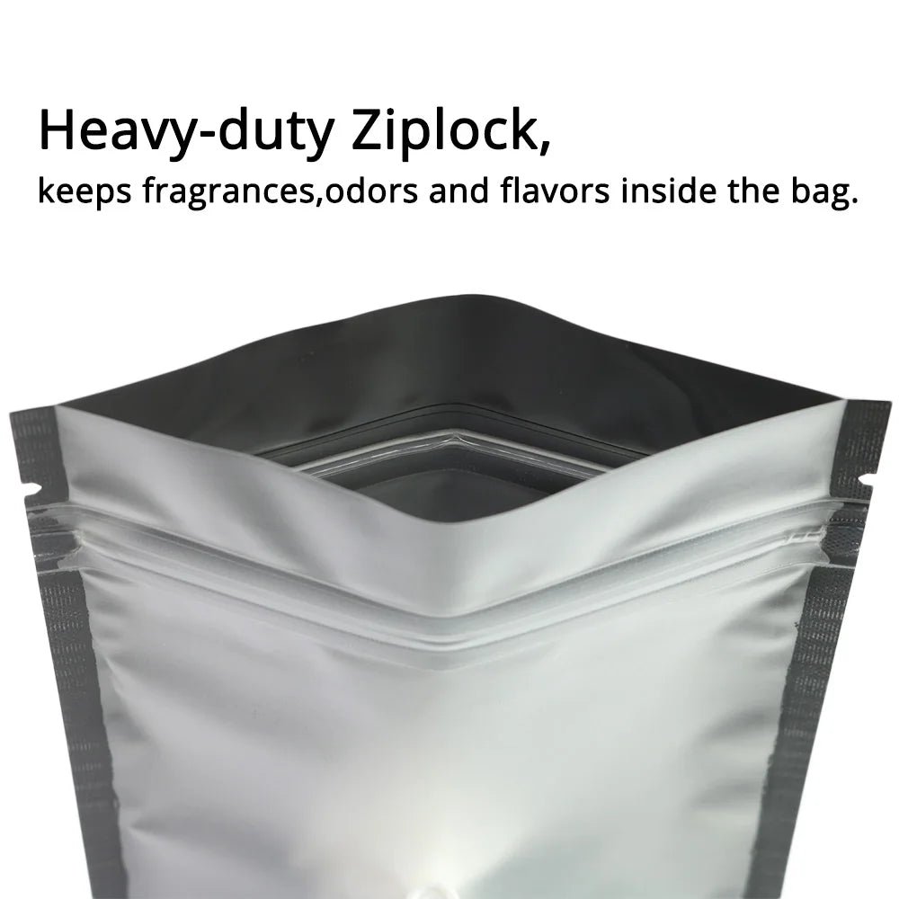 Heat Sealable Flat Plastic Mylar Packaging Bags Reusable Eco Friendly Zipper Matte Black Zip Lock Pouch With Frosted Window