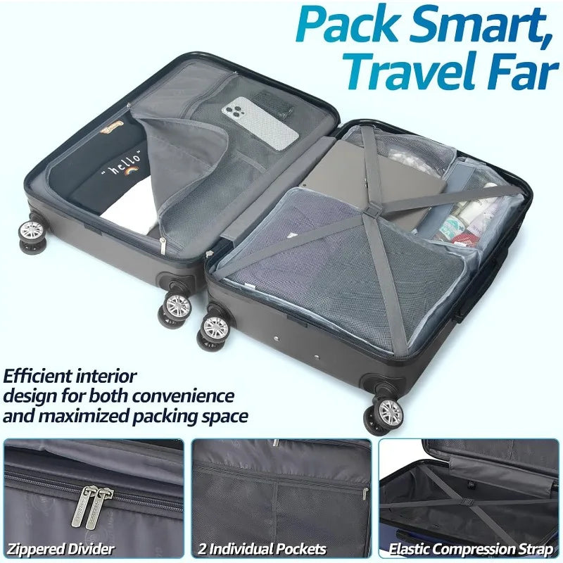 20 Inch Carry On Luggage with Spinner Wheels and TSA Approved Lock Lightweight Hardside Suitcase for Travel