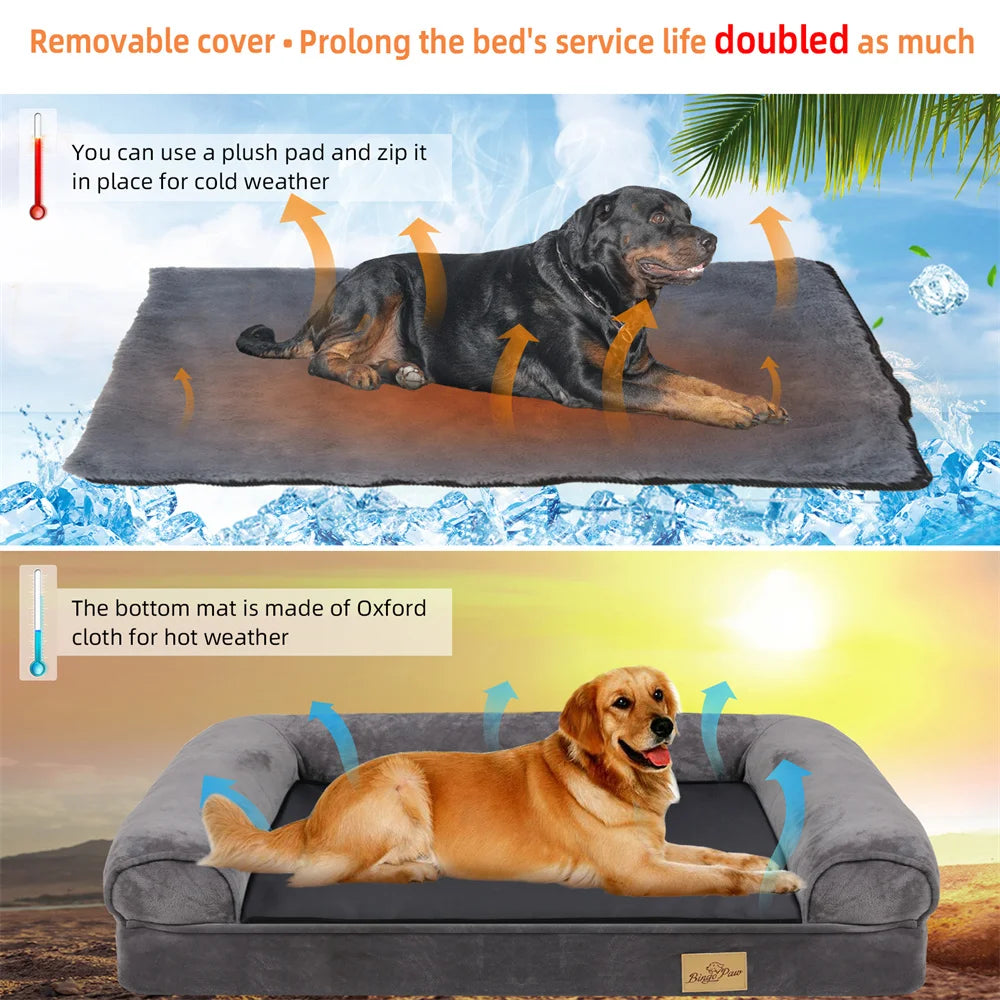 BORWARTCN Calming Orthopedic Memory Foam Dog Bed Waterproof Cover