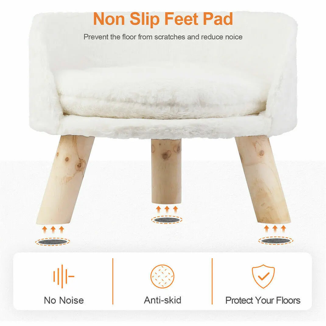 Luxury Soft Cat Bed Warm Plush Fabric Pet Nesting Chair Bed Washable Couch with Wood Legs and Cushion Pad for Small Pets