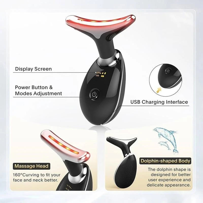 7LED Color Vibrating Neck and Facial Massager USB Charging