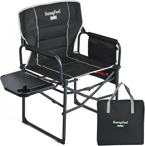 Camping Directors Chair, Heavy Duty,Oversized Portable Folding Chair with Side Table, Pocket for Beach, Fishing,Trip,Picnic,Law