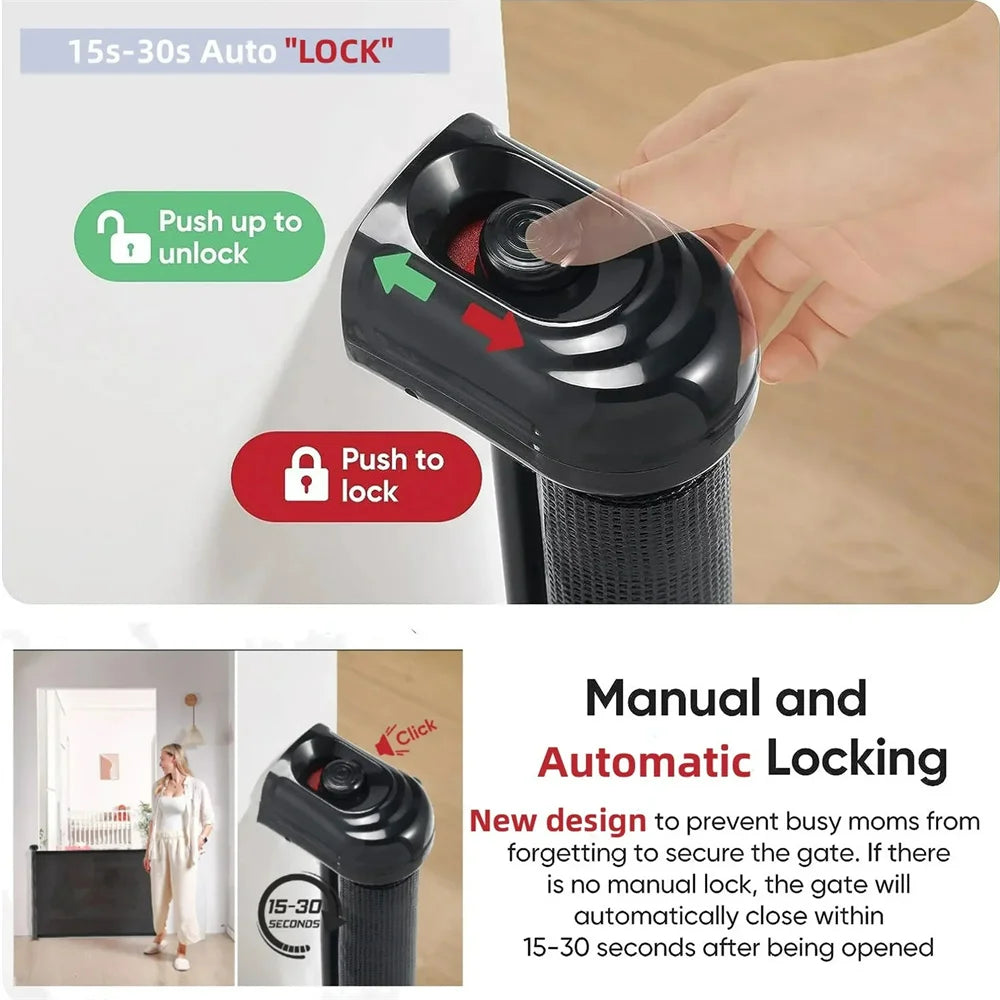 Hign Concerned Extra Wide Retractable Baby Gate No Drill