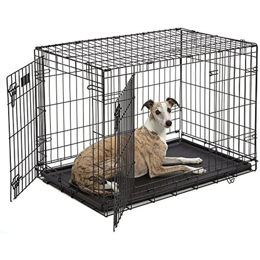 Double Door Folding Metal Dog Crate With Safe Features