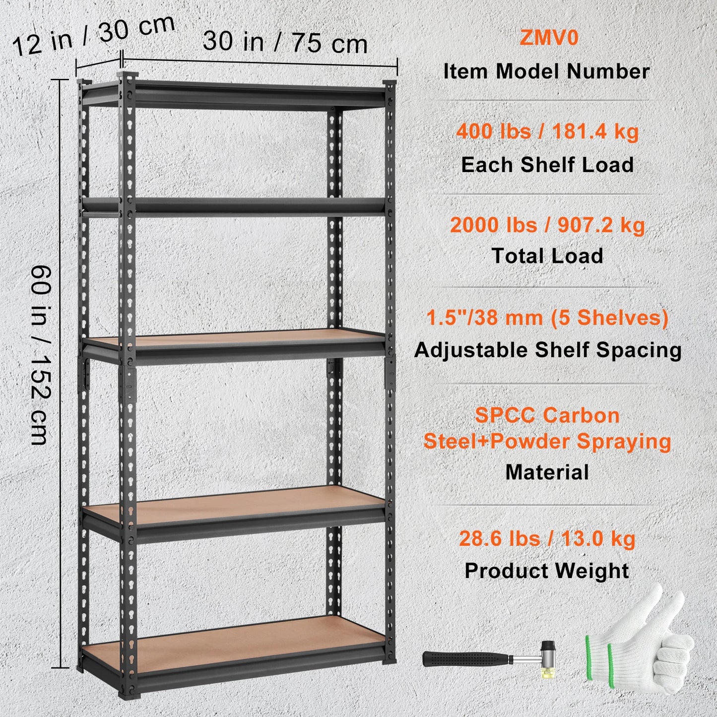 SucceBuy Five-Tier Standing Storage Shelving Unit Heavy Duty Metal Rack