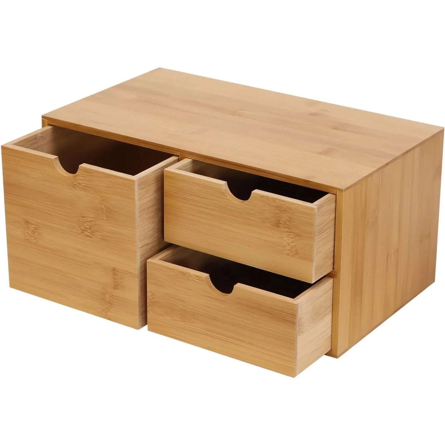 Sichuan Bamboo Desktop Organizer Drawer With Recess Handles For Office And Home Storage