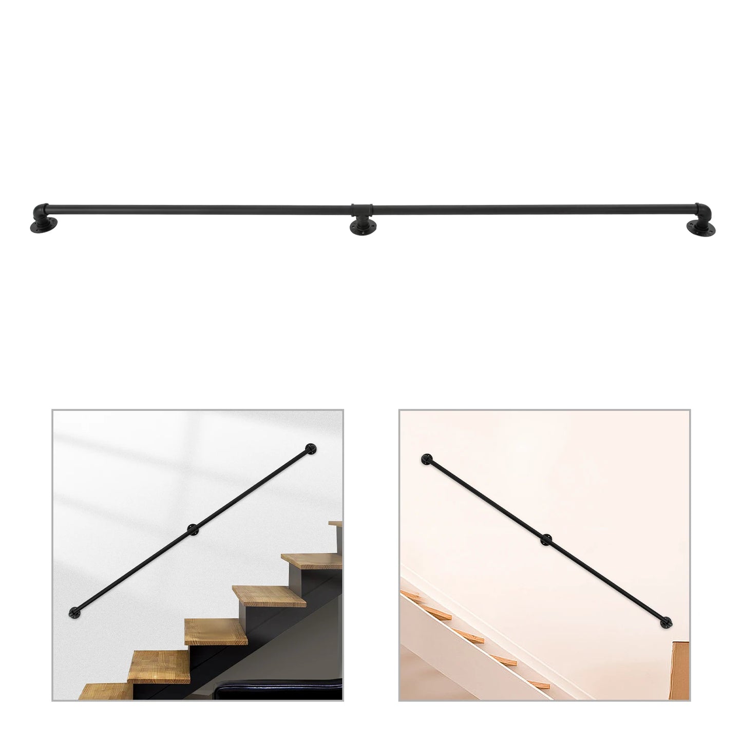 7ft Two Stage Metal Staircase Handrail Black Cast Iron