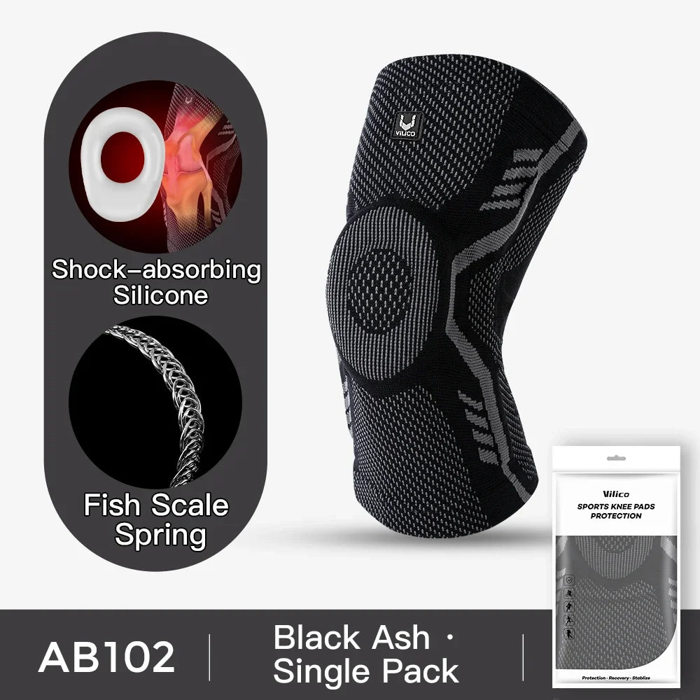 Knee Brace With Silicone Pads Spring Support Breathable