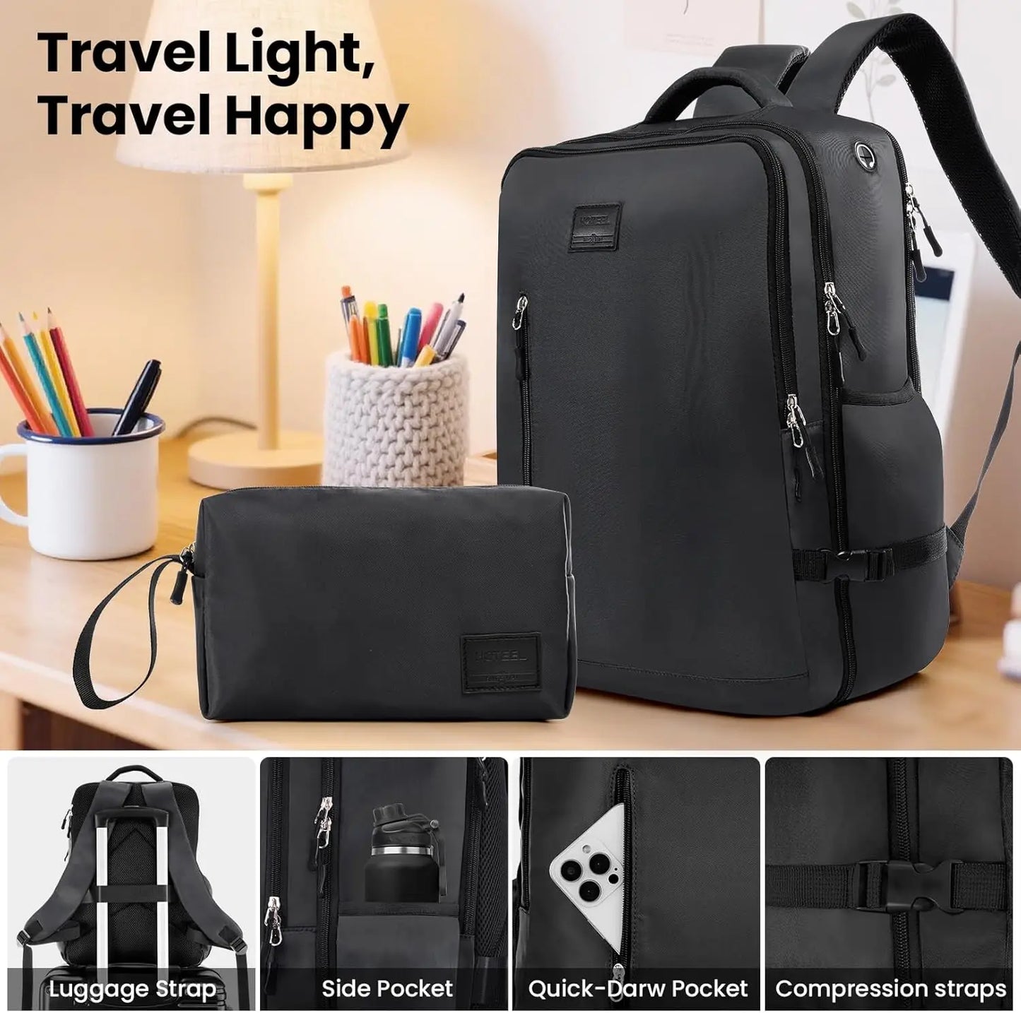 HOTEELCN Luggage Set Hardshell ABS PC Spinner Suitcases