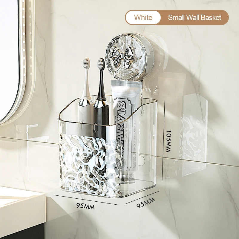 Big Red House Bathroom WallMounted Storage Shelf SuctionCup GlacierPattern Organizer