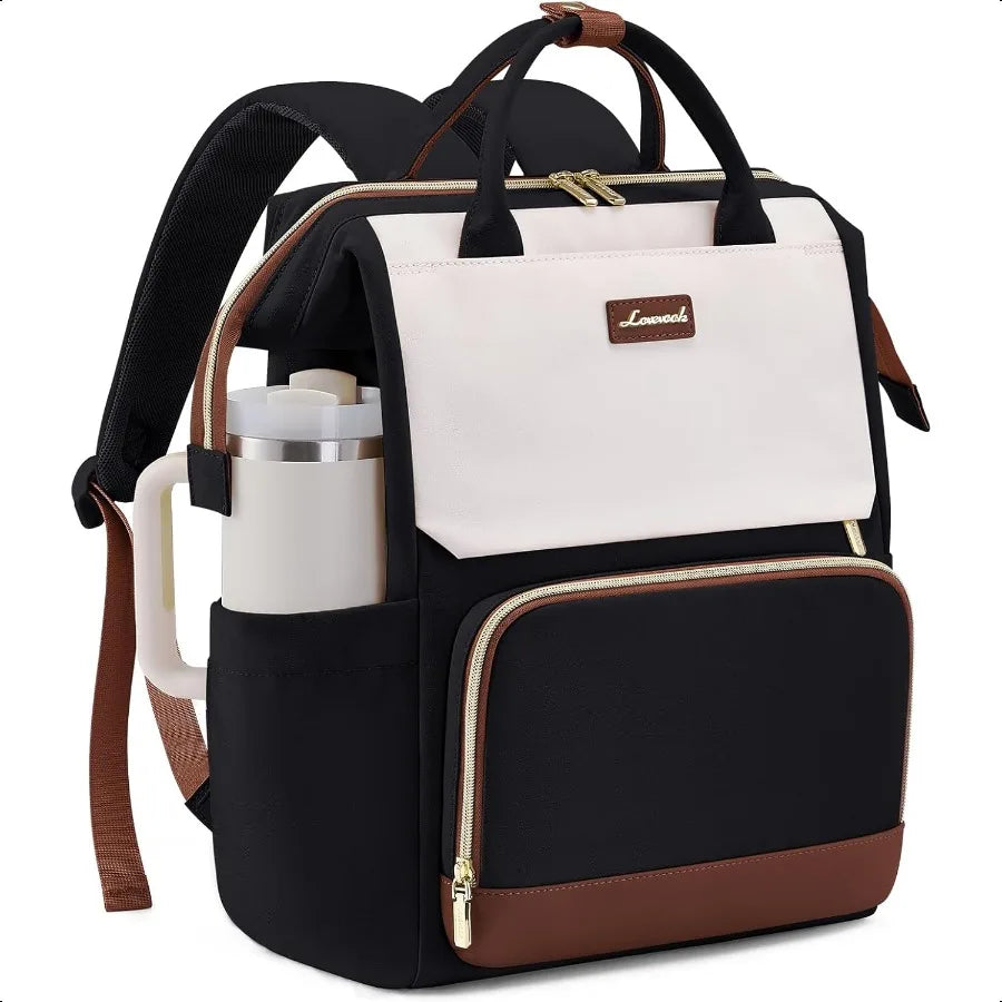 Laptop Backpack for Women, 15.6 Inch, Waterproof Tumbler Holder
