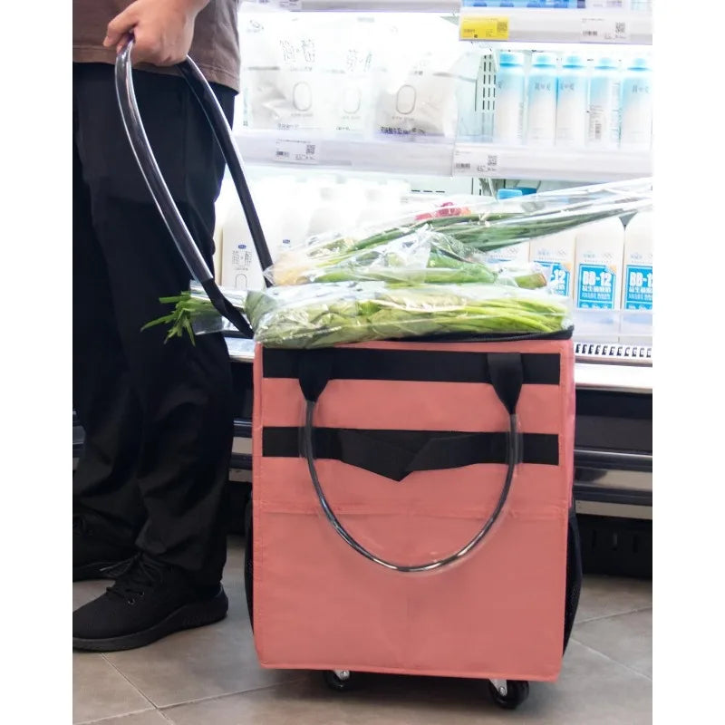 Aplus Reusable Grocery On Wheels Tote With 8 Pockets