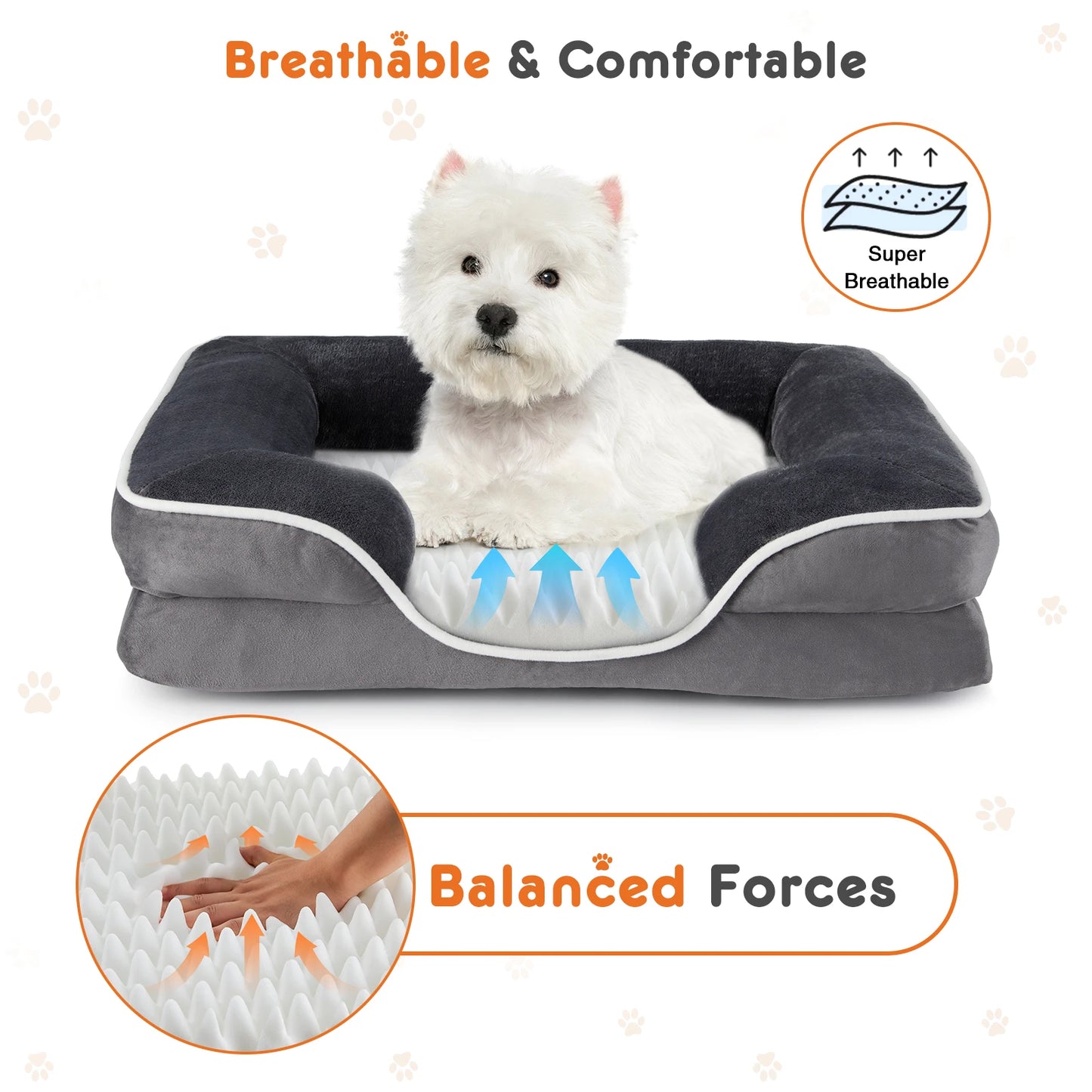 Orthopedic Dog Bed Memory Foam Pet Bed for Small Dogs and Cats