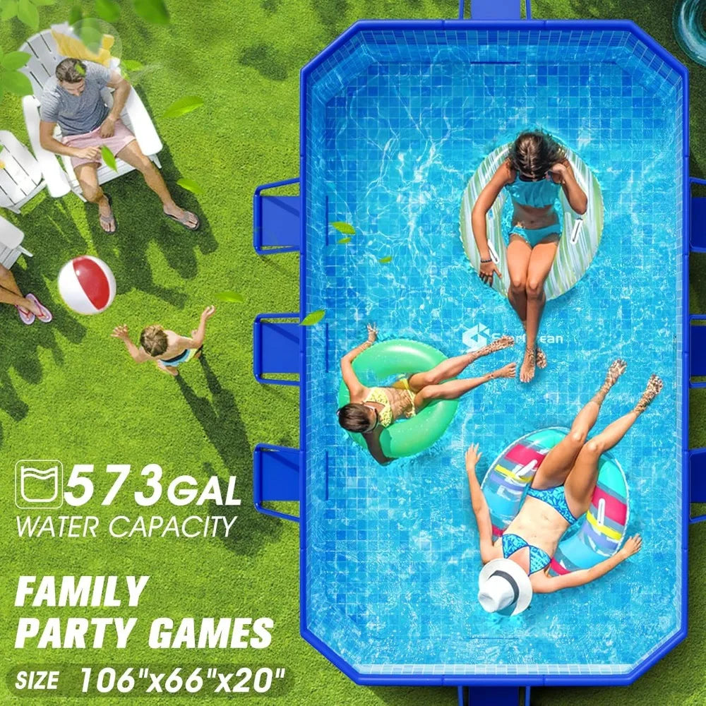 New Foldable Large Non Inflatable Swimming Pool Oversized Thickened Portable Folding Kids Pool for Backyard 6 Feet by 66 Inches by 20 Inches