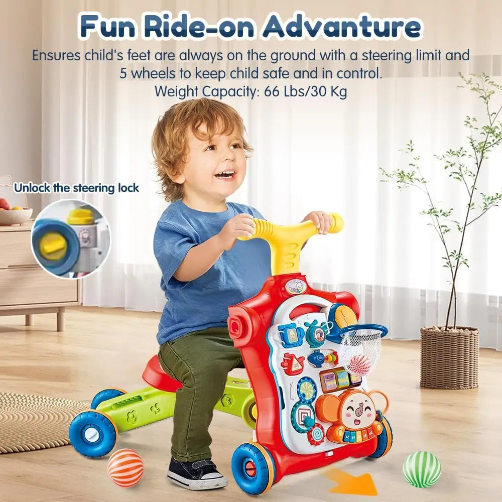 VATOS 5 In 1 Baby Walker Sit To Stand Learning Scooter