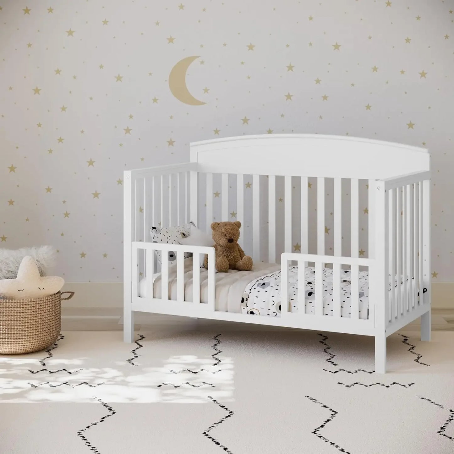 5-in-1 Convertible Crib (White) – Converts from Baby Crib to Toddler Bed, Daybed and Full-Size Bed, Fits Standard Full-Size Crib