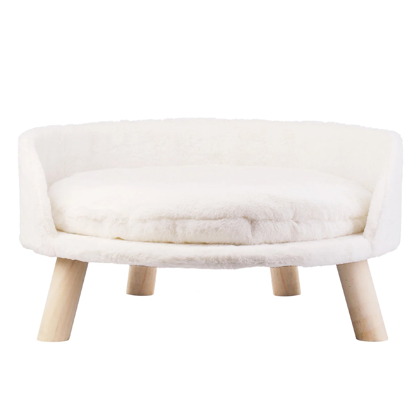 Luxury Soft Cat Bed Warm Plush Fabric Pet Nesting Chair Bed Washable Couch with Wood Legs and Cushion Pad for Small Pets