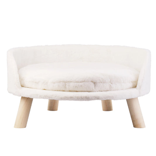 Luxury Soft Cat Bed Warm Plush Fabric Pet Nesting Chair Bed Washable Couch with Wood Legs and Cushion Pad for Small Pets