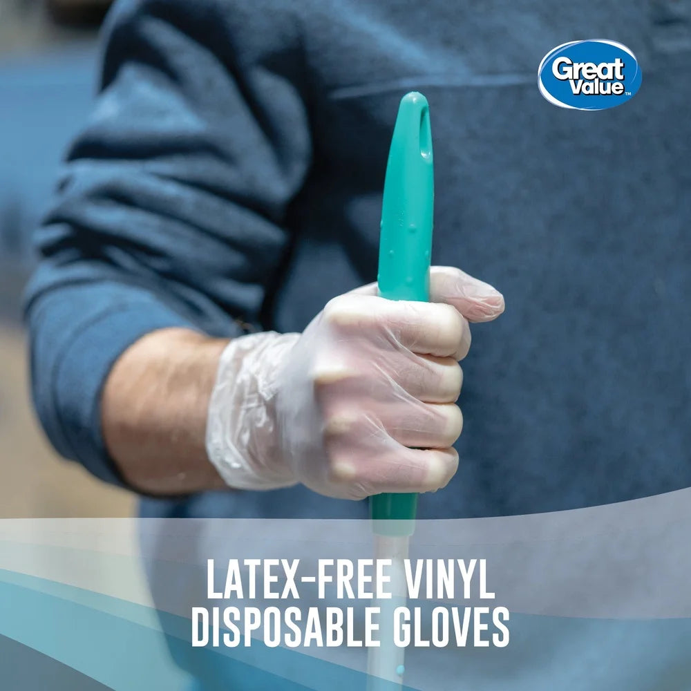 Disposable Vinyl Gloves 100 Count Powder Free Transparent Food Safe Non Latex Hand Protection Sanitation Beauty and Food Processing