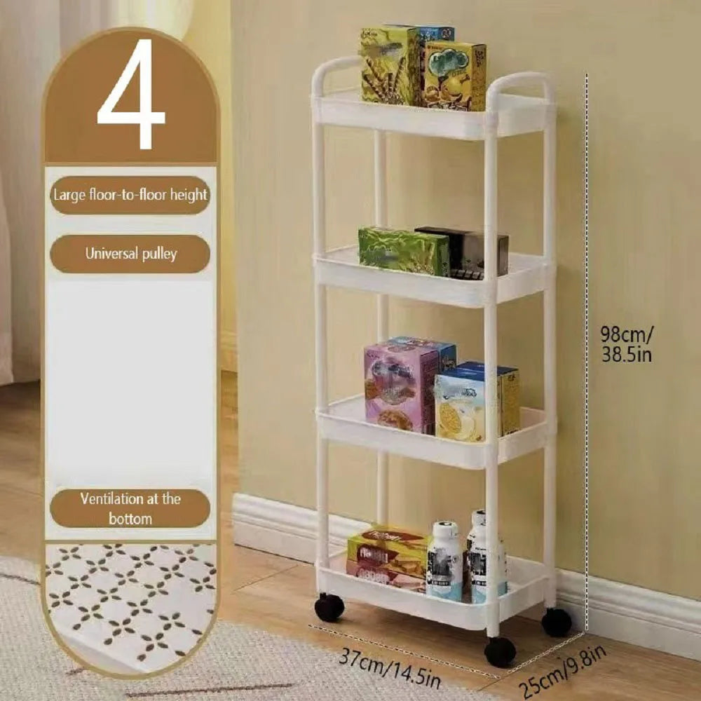 Hign-concerned 3/4-Tier Rolling Storage Cart Plastic Organizer