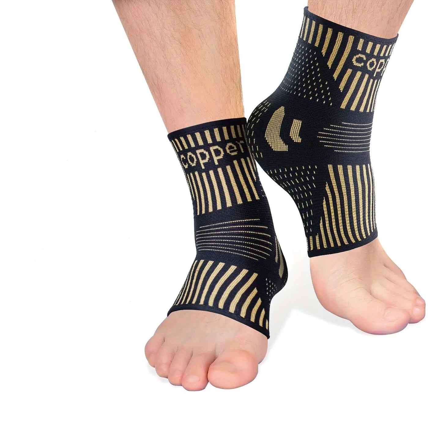 Compression Copper Ankle Support Sleeve for Injury Recovery Joint Pain Relief and Plantar Fasciitis Foot Socks with Arch Support