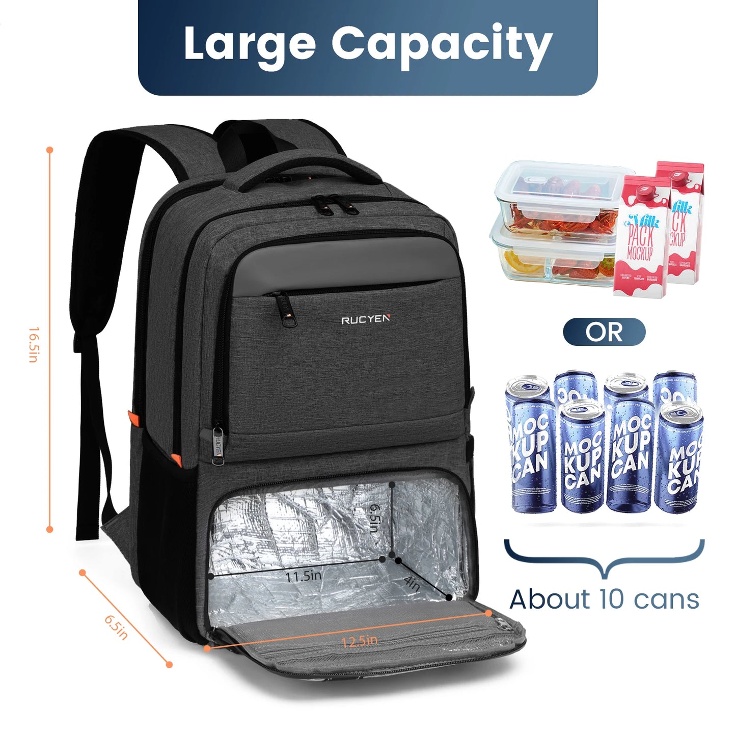 Lunch Backpack Insulated Cooler Picnic Bag Multifunctional Travel Bag Large Capacity Outdoor Camping Waterproof Backpack