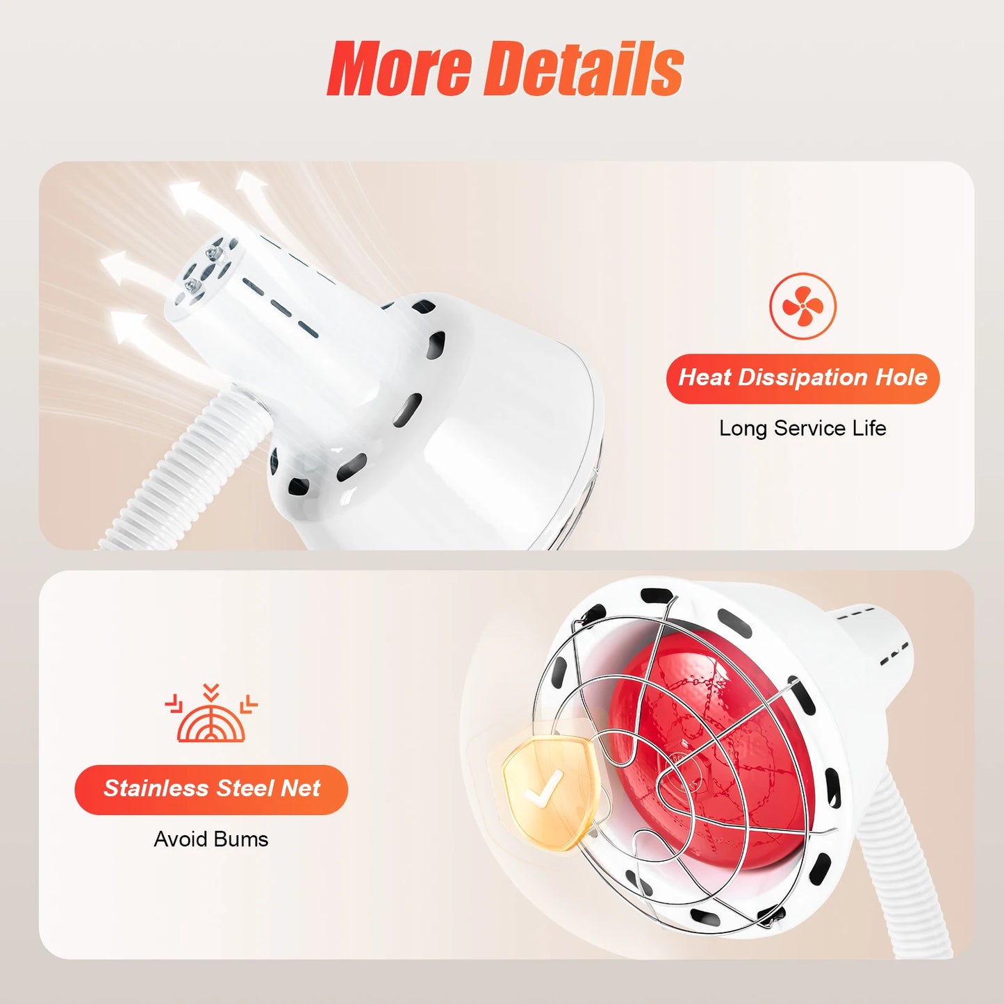 Infrared Heat Lamp 275W Pain Relief Standing Therapy Lamp