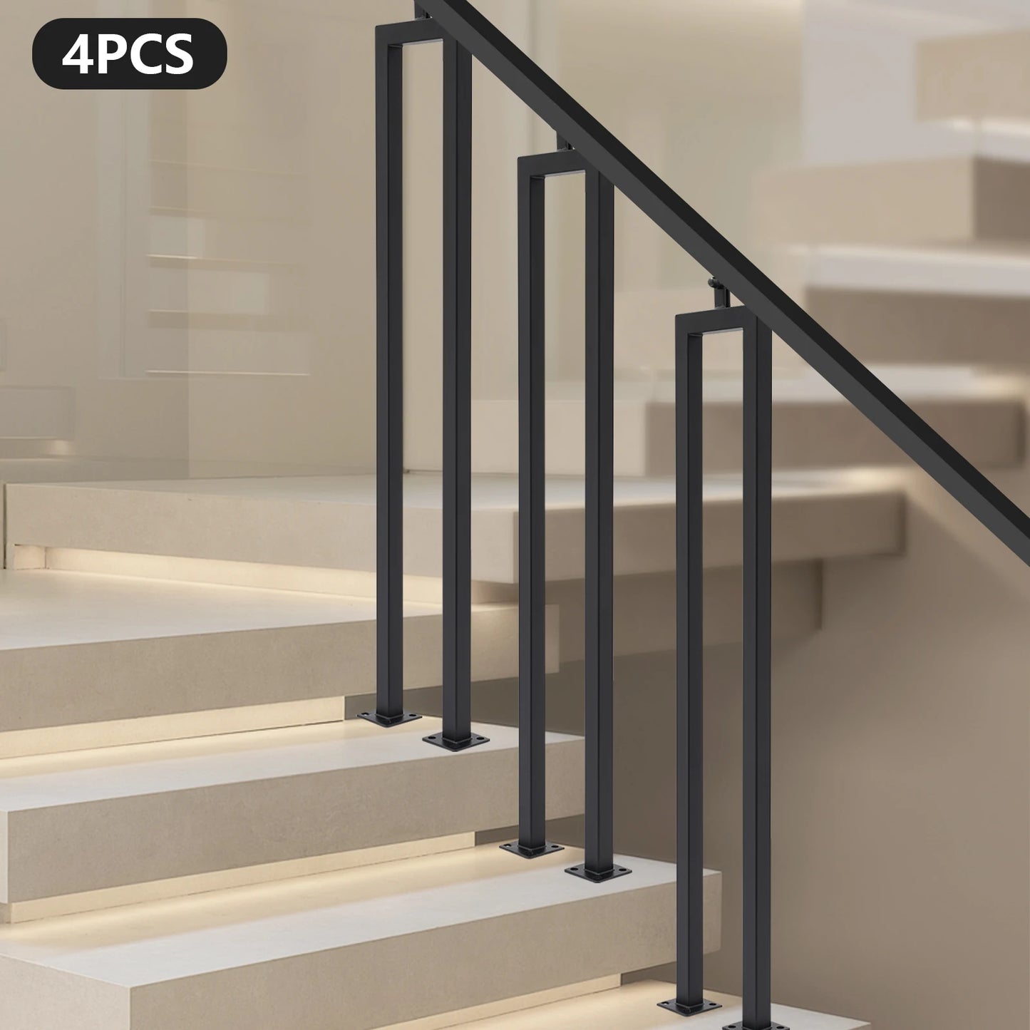4 Pack U Shaped Stair Handrail Indoor Railing Iron Decor
