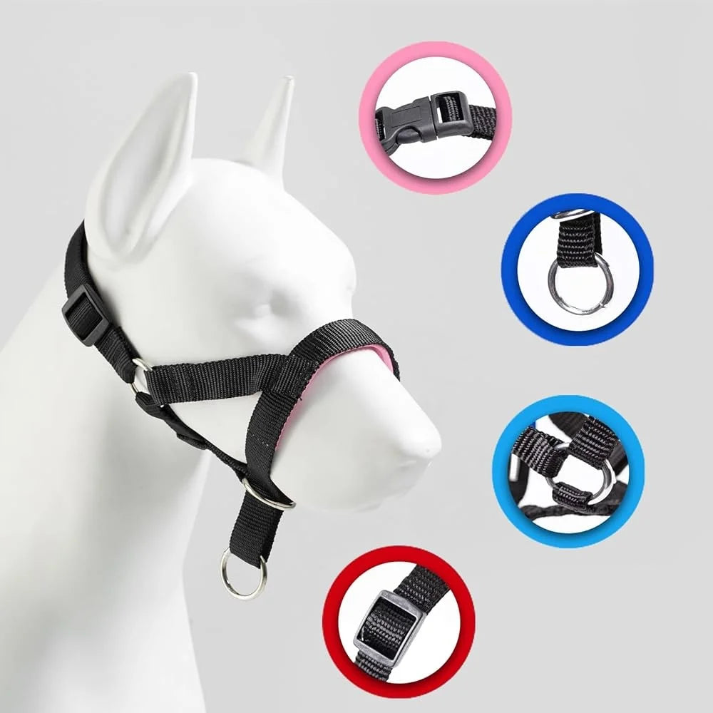 Padded Dog Head Collar Adjustable No Pull Harness Durable Nylon Strap for Better Control All Dog Sizes