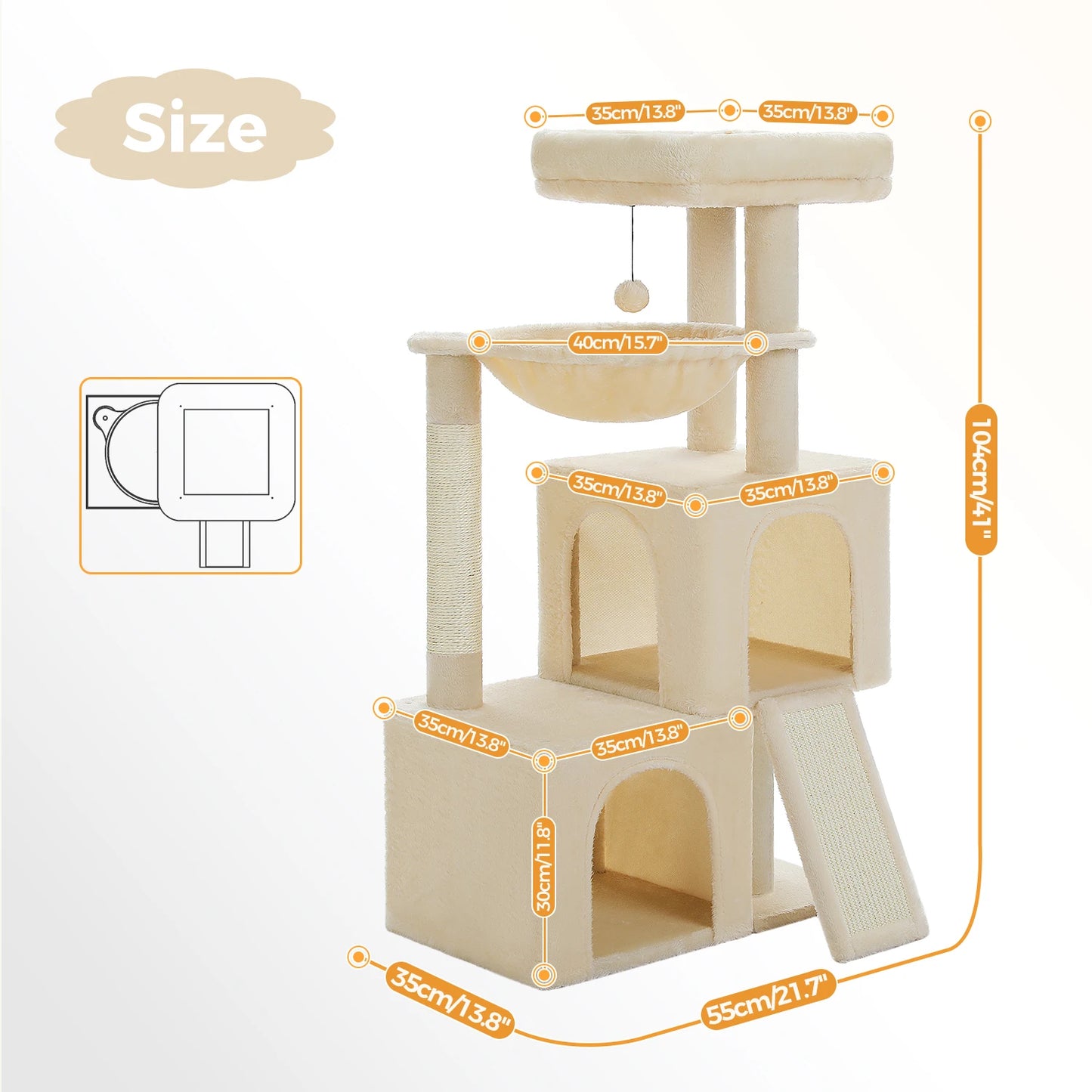 Large Cat Tree for Indoor Cats Multi Level Cat Tower with Spacious Condos and Sisal Scratching Pad
